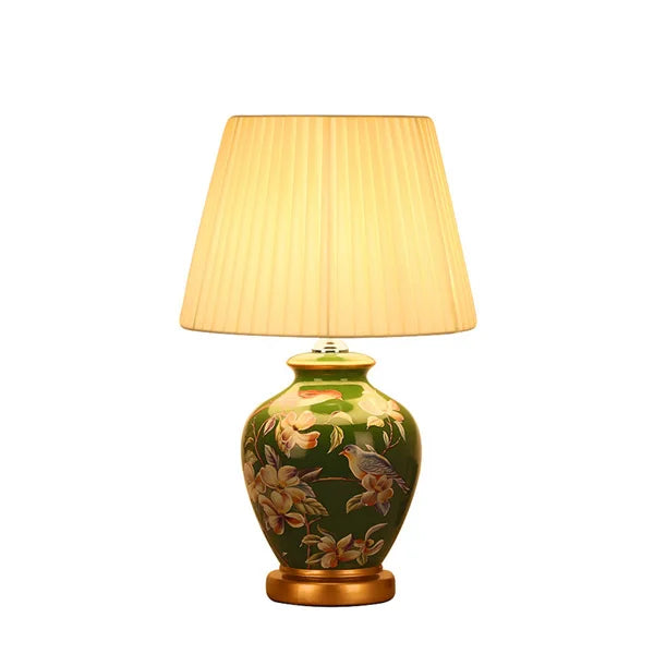 Chinese rural green flower&bird ceramic Table Lamps