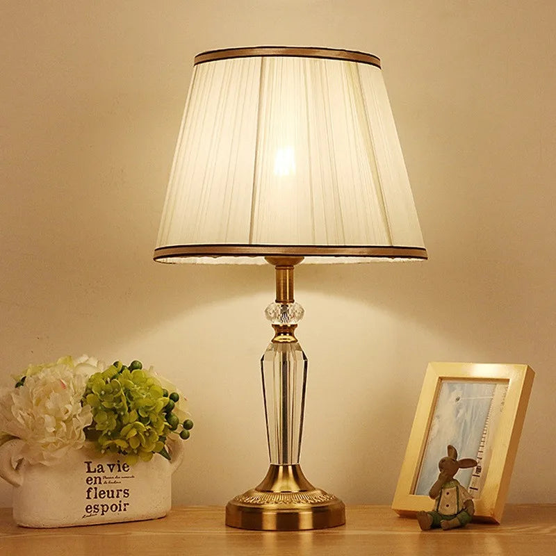 European fabric table lamp bedroom bedside lamp led lighting home